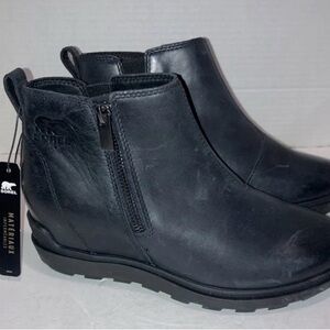 Sorel Evie II Zip CHELSEA Bootie Waterproof Leather Ankle Boots Black SZ 6.5READ